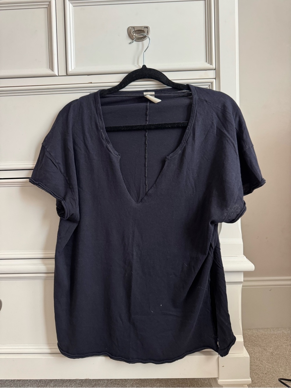 Women's V-Neck Short Sleeve Top - Navy